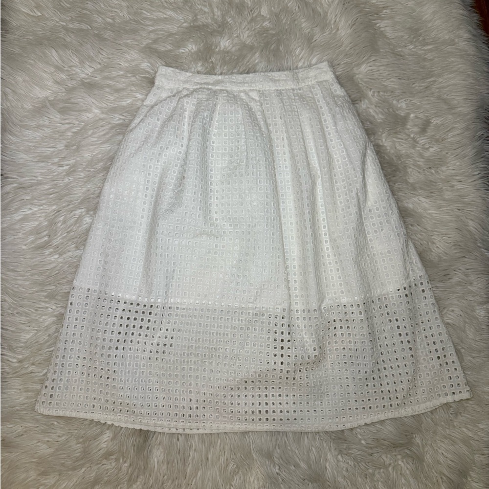 Zara White Eyelet A-Line Skirt